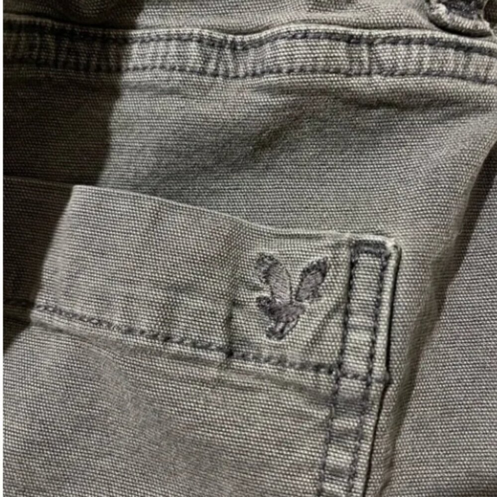 Low Rise Cargo Flare Jeans Dark Gray Y2K AE Size 2 - Picture 5 of 6